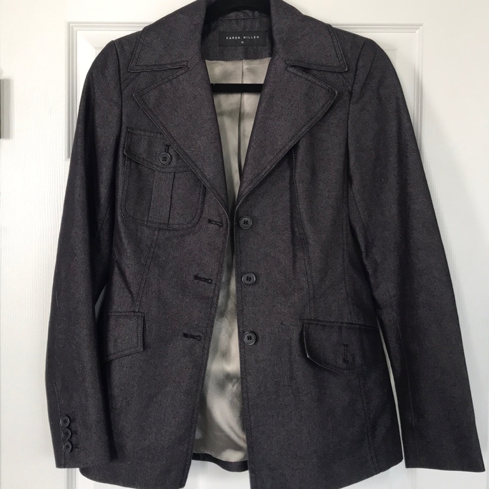 Karen Millen tailored jacket Blazer denim LIKE NEW